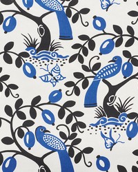 Olive Tree Black & Blue by  Schumacher Fabric 