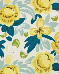 Juin Citron & Peacock by  Schumacher Fabric 