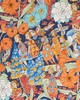 Schumacher Fabric Fairie Garden Orange and Navy