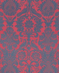 Anna Damask Rouge   Prussian Blue by  Schumacher Fabric 
