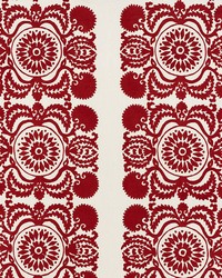 Castanet Embroidery Red by  Schumacher Fabric 