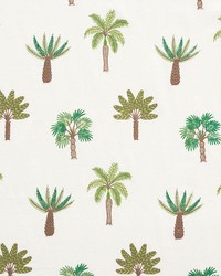 Palmetto Beach Embroidery Green by  Schumacher Fabric 