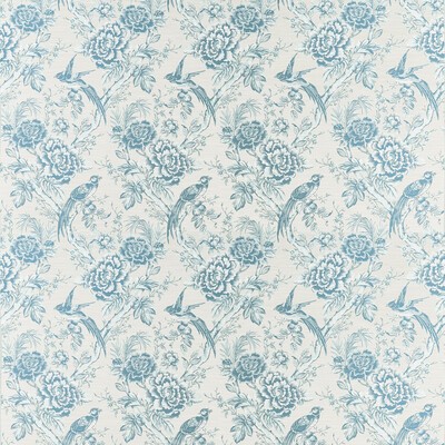 Clarke and Clarke Avium F1429/05 CAC Eau De Nil in CLARKE & CLARKE BOTANIST Blue Multipurpose -  Blend Birds and Feather  Traditional Floral   Fabric