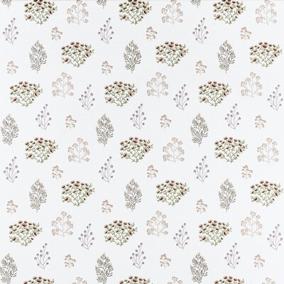Clarke and Clarke Floris F1431/01 CAC Blush/damson in CLARKE & CLARKE BOTANIST White Multipurpose -  Blend Crewel and Embroidered  Floral Embroidery Small Print Floral   Fabric