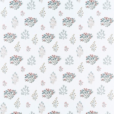 Clarke and Clarke Floris F1431/03 CAC Eau De Nil in CLARKE & CLARKE BOTANIST White Multipurpose -  Blend Crewel and Embroidered  Floral Embroidery Small Print Floral   Fabric