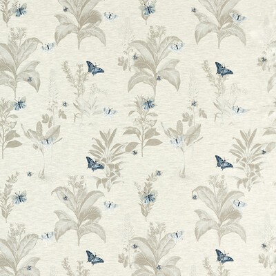 Clarke and Clarke Monarch F1432/04 CAC Mineral/denim in CLARKE & CLARKE BOTANIST Beige Multipurpose -  Blend Bug and Insect   Fabric