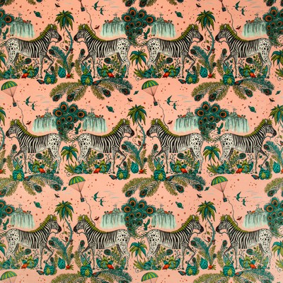Clarke and Clarke Lost World Velvet F1477/03 CAC Pink in WILDERIE BY EMMA J SHIPLEY FOR C&C Pink Multipurpose -  Blend Jungle Safari  Contemporary Velvet   Fabric