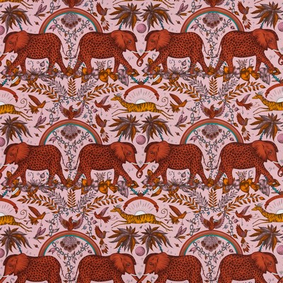 Clarke and Clarke Zambezi Satin F1487/01 CAC Blush in WILDERIE BY EMMA J SHIPLEY FOR C&C Pink Multipurpose -  Blend Jungle Safari  Printed Satin   Fabric