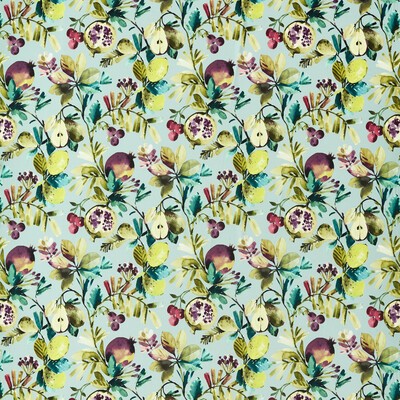 Clarke and Clarke Fruta F1515/02 CAC Mineral Velvet CLARKE & CLARKE AMAZONIA F1515/02.CAC Multi Multipurpose -  Blend Fire Rated Fabric Large Print Floral  Fruit  Fabric