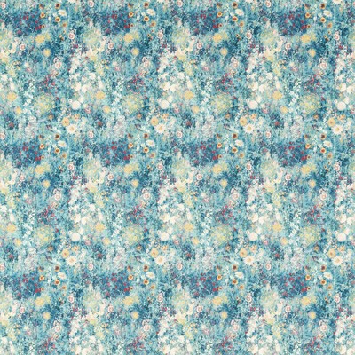 Clarke and Clarke Rosedene F1539/04 CAC Mineral CLARKE & CLARKE COUNTRY ESCAPE F1539/04.CAC Blue Multipurpose -  Blend Fire Rated Fabric Abstract Floral  Modern Floral Printed Velvet  Fabric
