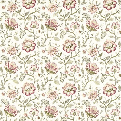Clarke and Clarke Adeline F1543/02 CAC Blush/raspberry CLARKE & CLARKE VINTAGE F1543/02.CAC Multi Drapery -  Blend Crewel and Embroidered  Jacobean Floral  Traditional Floral  Fabric