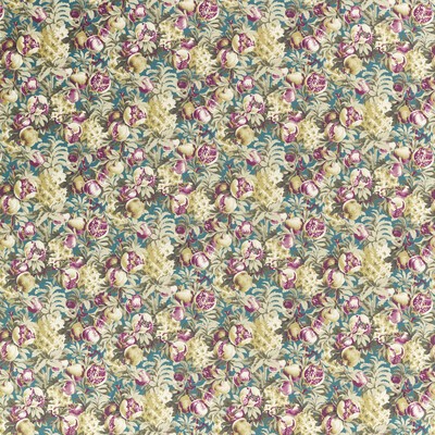 Clarke and Clarke Francis F1545/02 CAC Teal Velvet CLARKE & CLARKE VINTAGE F1545/02.CAC Multi Multipurpose -  Blend Fire Rated Fabric Traditional Floral  Printed Velvet  Fabric