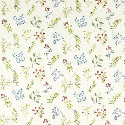 Clarke and Clarke Brigitte F1554/05 CAC Summer CLARKE & CLARKE PAVILION F1554/05.CAC Multi Drapery -  Blend Crewel and Embroidered  Leaves and Trees  Floral Embroidery Fabric