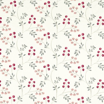 Clarke and Clarke Rochelle F1556/02 CAC Blush/raspberry CLARKE & CLARKE PAVILION F1556/02.CAC Pink Drapery -  Blend Crewel and Embroidered  Floral Embroidery Modern Floral Medium Print Floral  Fabric