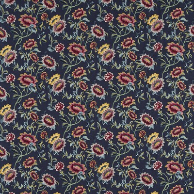 Clarke and Clarke Tonquin F1580/03 CAC Midnight Emb in CLARKE & CLARKE BOTANICAL WONDERS FABRIC Multi Drapery -  Blend Fire Rated Fabric Crewel and Embroidered  Modern Floral Floral Embroidery  Fabric