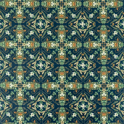 Clarke and Clarke Emerald Forest F1585/01 CAC Midnight Velvet in CLARKE & CLARKE BOTANICAL WONDERS FABRIC Multi Multipurpose -  Blend Fire Rated Fabric Insect  Abstract Floral  Contemporary Velvet   Fabric