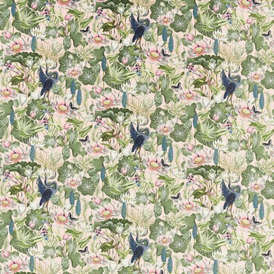 Clarke and Clarke Waterlily F1591/01 CAC Blush Velvet in CLARKE & CLARKE BOTANICAL WONDERS FABRIC Pink Multipurpose -  Blend Fire Rated Fabric Insect  Birds and Feather  Oriental  Contemporary Velvet  Printed Velvet   Fabric