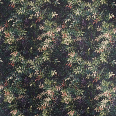 Clarke and Clarke Congo F1612/01 CAC Amethyst/emerald Velvet CLARKE & CLARKE EXOTICA 2 F1612/01.CAC Purple Multipurpose -  Blend Fire Rated Fabric Large Print Floral  Scrolling Vines  Leaves and Trees  Printed Velvet  Fabric