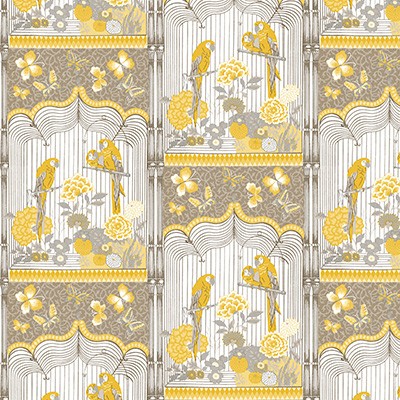Kravet Wallcovering AVIARY GDW5452 001 OCRE GASTON LIBRERIA GDW5452.001 Yellow VINYL - 100% Animals Bird and Butterfly Wallpapers Novelty Prints 