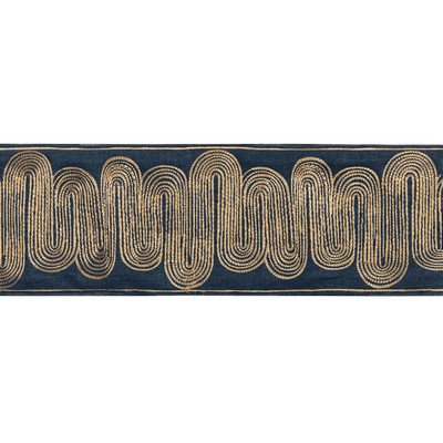 Kravet Trim ISCHIA TAPE T30807 650 GOLD/NAVY in LUXURY TRIMMINGS Blue -  Blend Fire Rated Fabric Gold Trims Blue Trims  Trim Border  Fabric