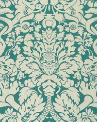 VALENTINA W0088/08 CAC TEAL by  Clarke and Clarke Wallpaper 