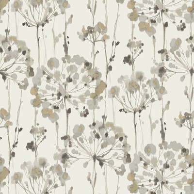 Kravet Wallcovering Kravet Design W3353 11 W3353-11 CANDICE OLSON COLLECTION W3353.11 Grey PAPER - 100% Watercolor and Abstract Flower Wallpaper 