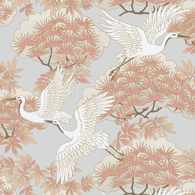 Kravet Wallcovering Kravet Design W3751 12 W3751-12 RONALD REDDING W3751.12 Orange NON WOVEN - 100% Animals Bird and Butterfly Wallpapers Asian and Oriental Chinoiserie 