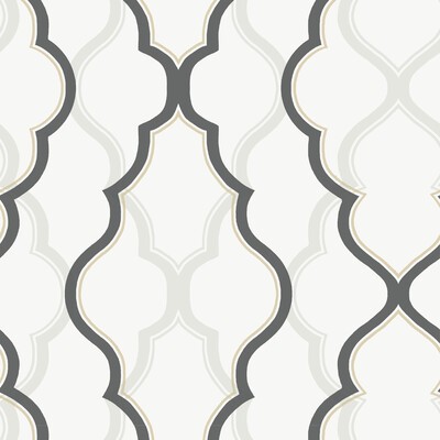 Kravet Wallcovering Kravet Design W3799 101 W3799-101 CANDICE OLSON COLLECTION W3799.101 Grey NON WOVEN - 100% Damask Wallpaper Diamonds and Ogee 