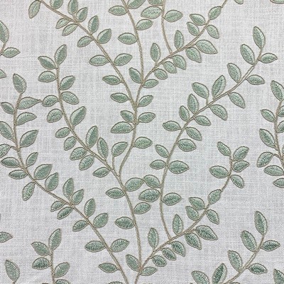 Magnolia Fabrics Barbot Sage Light Green Drapery POLY-EMB  Blend Fire Rated Fabric Crewel and Embroidered  High Performance CA 117  Vine and Flower   Fabric MagFabrics  MagFabrics Barbot Sage