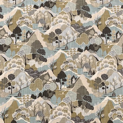 Magnolia Fabrics Scape Valley Blue Multipurpose %  Blend Fire Rated Fabric Heavy Duty CA 117  Leaves and Trees  Miscellaneous Novelty  Fabric MagFabrics  MagFabrics Scape Valley