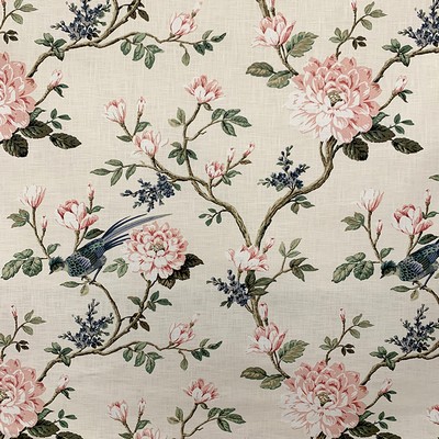 Magnolia Fabrics Blooming Rosa Pink Multipurpose %  Blend Fire Rated Fabric Birds and Feather  Heavy Duty CA 117  Large Print Floral  Traditional Floral   Fabric MagFabrics  MagFabrics Blooming Rosa