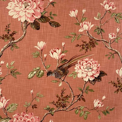 Magnolia Fabrics Blooming Spice Orange Multipurpose %  Blend Fire Rated Fabric Birds and Feather  Heavy Duty CA 117  Large Print Floral  Traditional Floral   Fabric MagFabrics  MagFabrics Blooming Spice