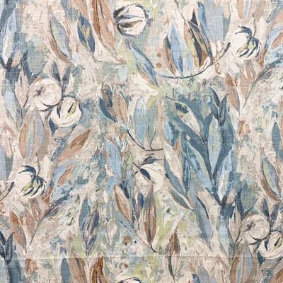 Magnolia Fabrics Eliza Tranquil Blue Multipurpose LIN  Blend Fire Rated Fabric Abstract  Medium Duty CA 117  Abstract Floral   Fabric MagFabrics  MagFabrics Eliza Tranquil