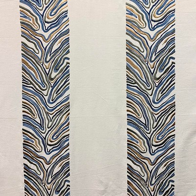 Magnolia Fabrics Dax Cobalt Blue Drapery COTTON  Blend Crewel and Embroidered  Wide Striped   Fabric MagFabrics  MagFabrics Dax Cobalt