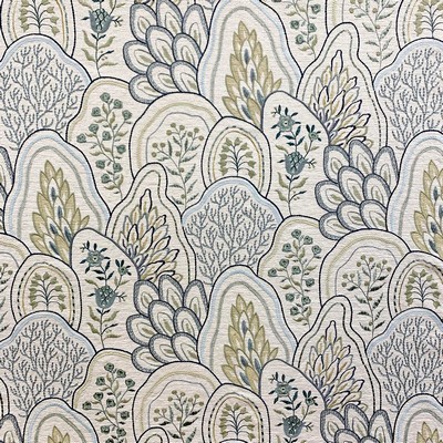 Magnolia Fabrics Louisa Serene 10393 Green VIS  Blend Crewel and Embroidered  Floral Embroidery Leaves and Trees  Modern Floral Large Print Floral  Fabric