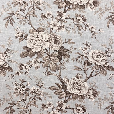 Magnolia Fabrics Lamore Antique 10685 Blue LIN  Blend Fire Rated Fabric Medium Duty CA 117  Traditional Floral  Large Print Floral  Floral Linen  Floral Toile  Fabric