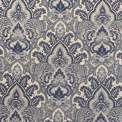 Magnolia Fabrics Stowe Cobalt 11137 Blue Multipurpose VIS  Blend Classic Damask  Medium Duty Fabric