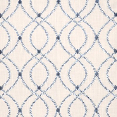 Magnolia Fabrics Beador Blue Blue Drapery W/RAY  Blend Crewel and Embroidered   Fabric MagFabrics  MagFabrics Beador Blue