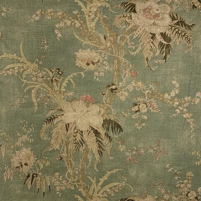 Magnolia Fabrics Vonking Beryl Green LINEN Fire Rated Fabric Heavy Duty CA 117  Traditional Floral  Floral Linen   Fabric MagFabrics  MagFabrics Vonking Beryl