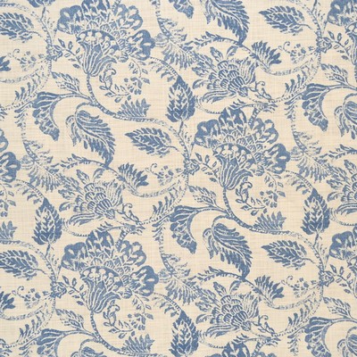 Magnolia Fabrics Hathaway Blue Blue MULTIPURPOSE CTN Fire Rated Fabric CA 117  Jacobean Floral   Fabric MagFabrics  MagFabrics Hathaway Blue