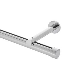 Single Rod Wall Mount Extended Projection H-Rail Curtain Track Chrome by   