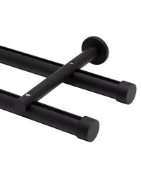 Double Rod Wall Mount H-Rail Curtain Track Matte Black by  Forest Drapery Hardware 