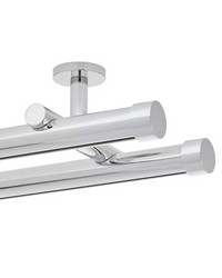 Double Rod Ceiling Mount H-Rail Curtain Track Chrome by   