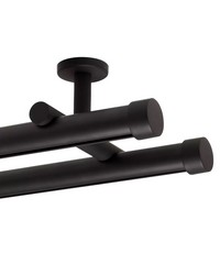 Double Rod Ceiling Mount H-Rail Curtain Track Matte Black by  Aria Metal 