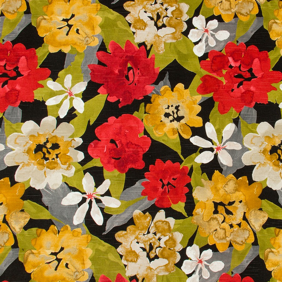 Robert Allen Lush Floral Red Lacquer Fabric
