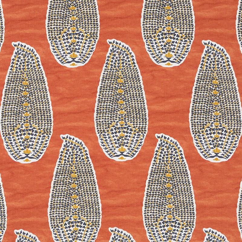 Robert Allen PAISLEY STAMP PERSIMMON Fabric