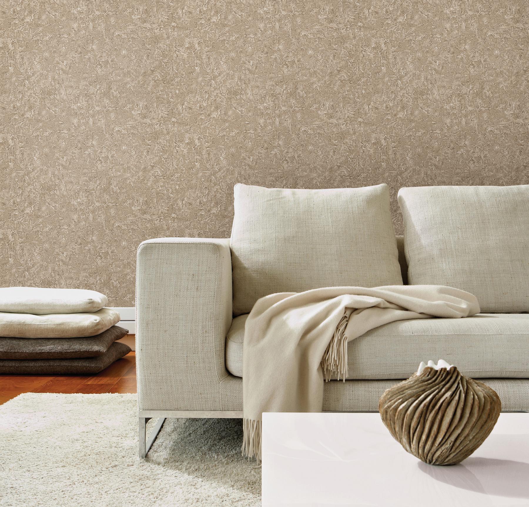 Brewster Wallcovering Gesso Taupe Plaster Texture Wallpaper