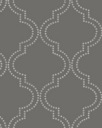 Tetra Charcoal Quatrefoil by  Brewster Wallcovering 