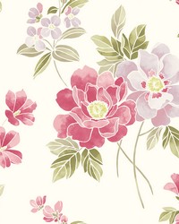 Claressa Pink Floral Wallpaper by   