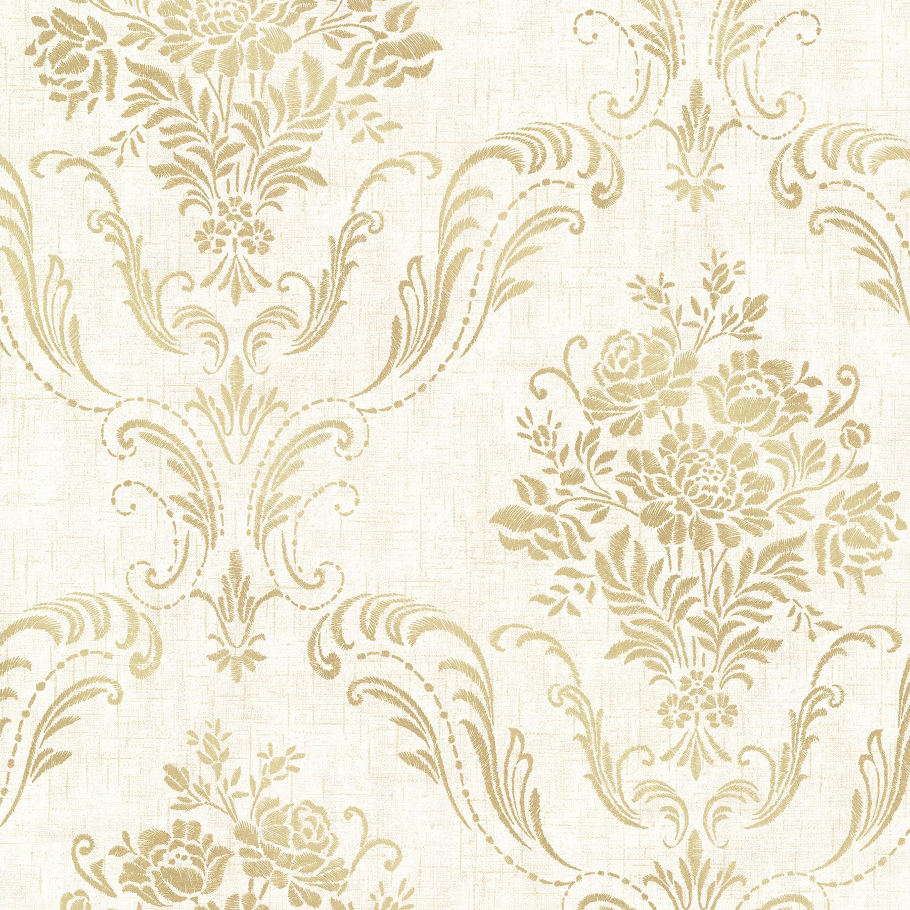 Brewster Wallcovering Manor Cream Floral Damask Wallpaper